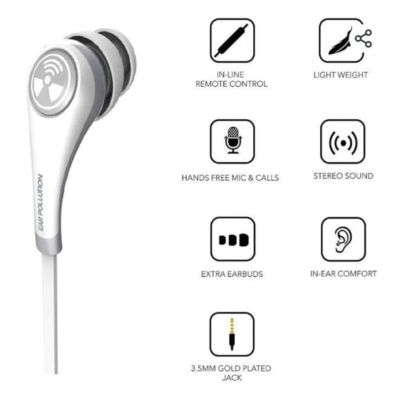 iFrogz EarPollution Plugz with Mic in White - Picture 2 of 7